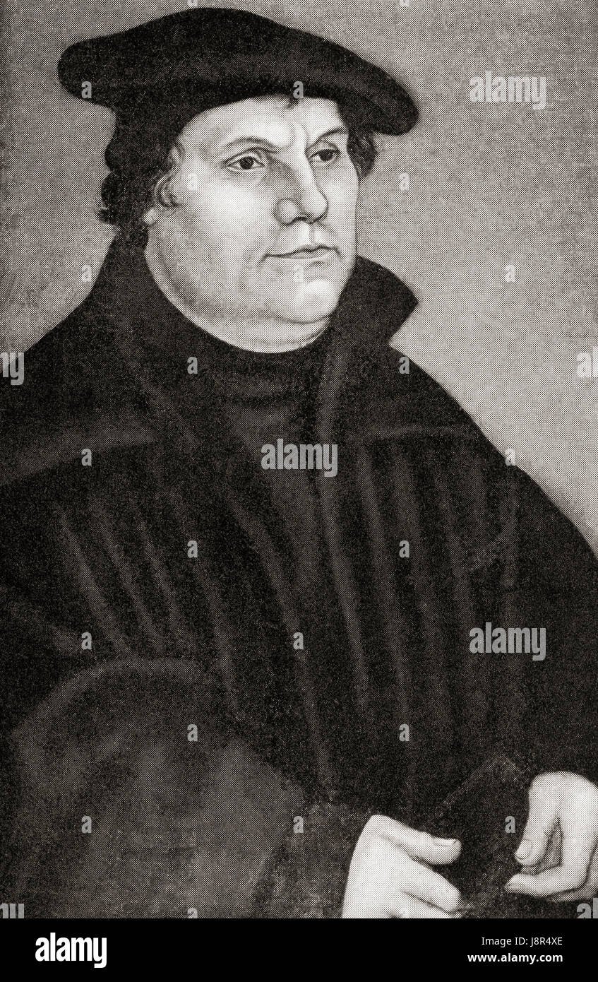 Martin Luther, 1483-1546. Deutscher Professor für Theologie, Komponist, Priester, Mönch und eine wegweisende Figur in der protestantischen Reformation.  Hutchinson Geschichte der Nationen veröffentlichte 1915. Stockfoto