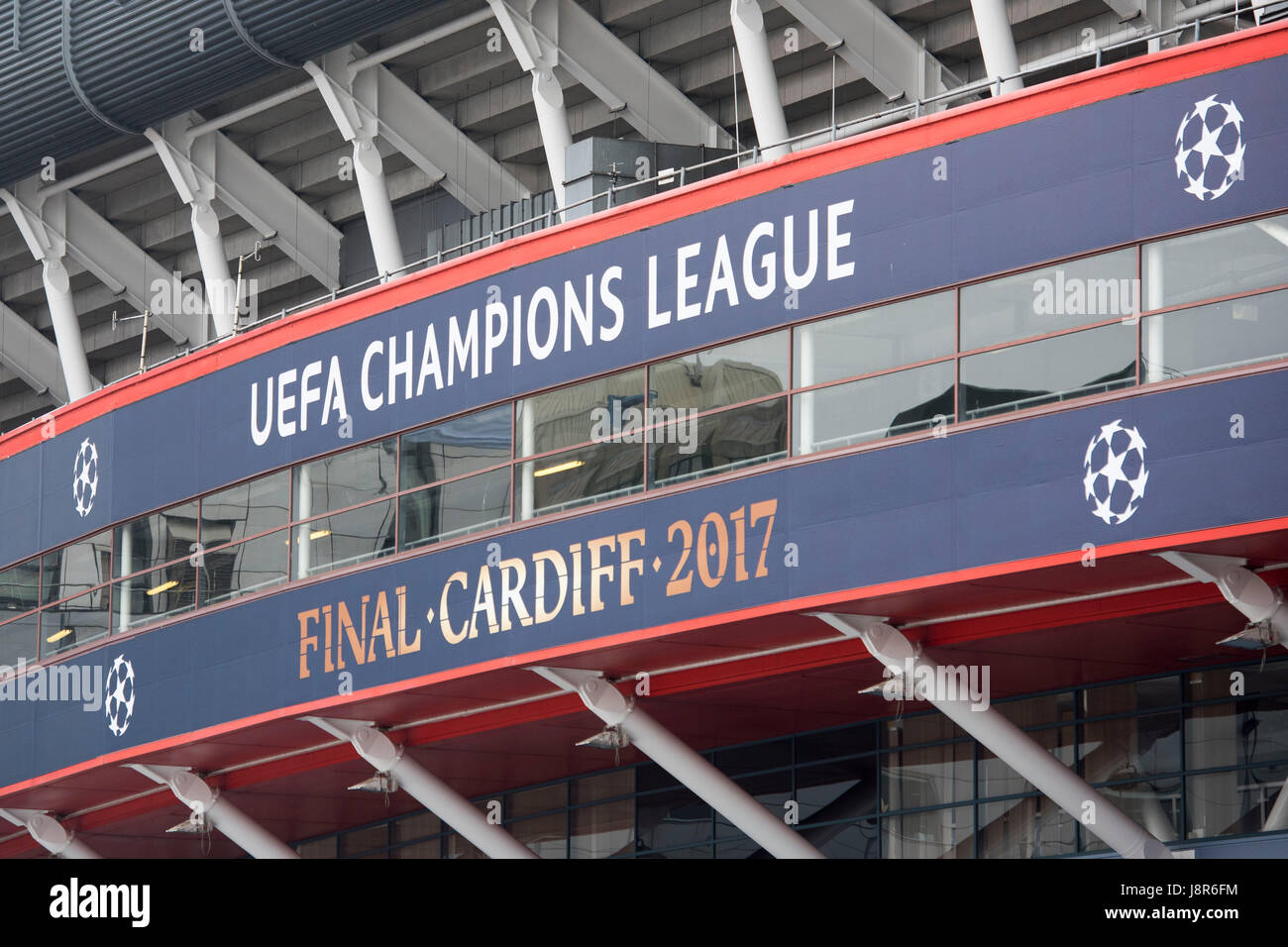 CARDIFF, WALES - 29 Mai: Ein Überblick über das Fürstentum Stadion werden umbenannt die "National Stadium of Wales" für die Champions League-fi Stockfoto