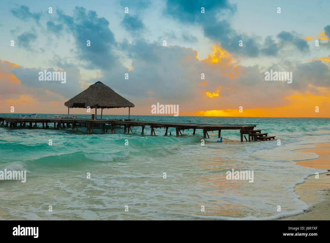 Cayo Coco Kuba Strandpromenade Stockfoto