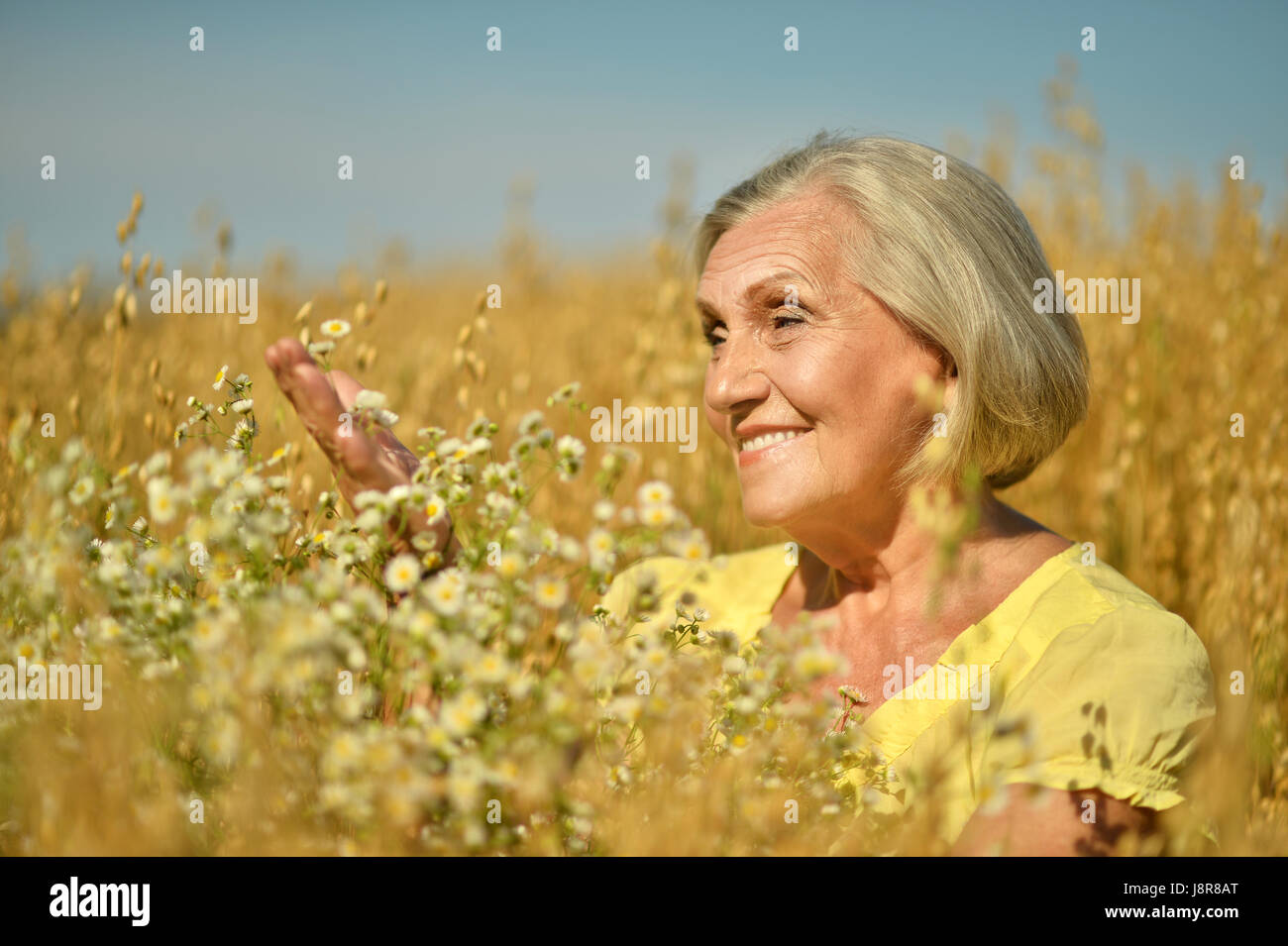 lächelnde Frau senior Stockfoto