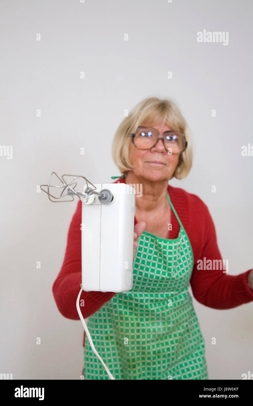 Frau, Seniort, Drohung, drohen, Mixer, willensstark, Autorität, Arm, Stockfoto