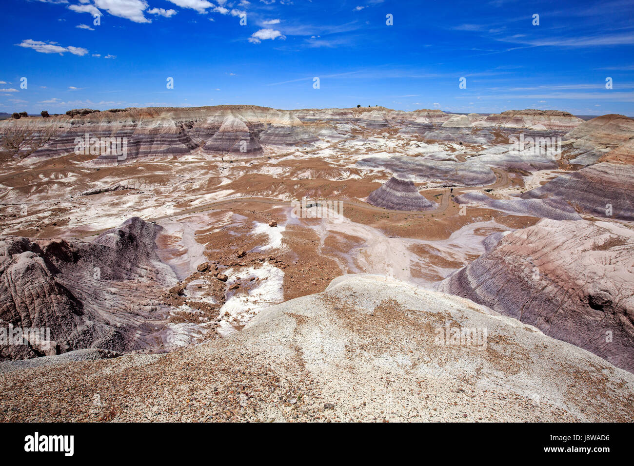 Erodierten Hügel in die Painted Desert, Klippen im Petrified Forest National Park Stockfoto