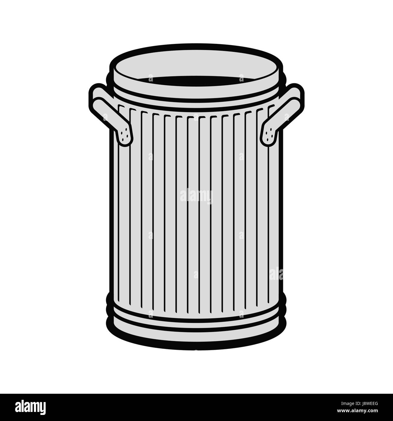 Papierkorb kann isolierte öffnen. Wheelie bin auf weißem Hintergrund. Müllcontainer Eisen. Stock Vektor