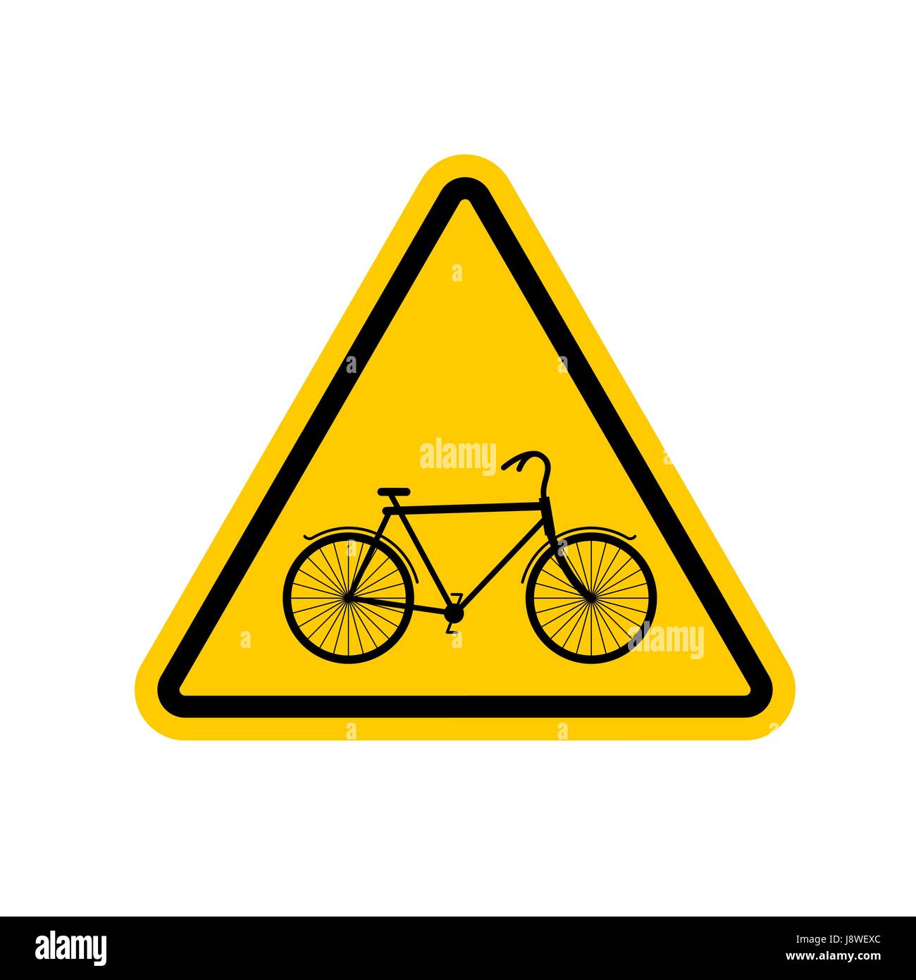 Achtung Radfahrer. Fahrrad auf gelbes Dreieck. Verkehrsschild Vorsicht  Radfahrer Stock-Vektorgrafik - Alamy