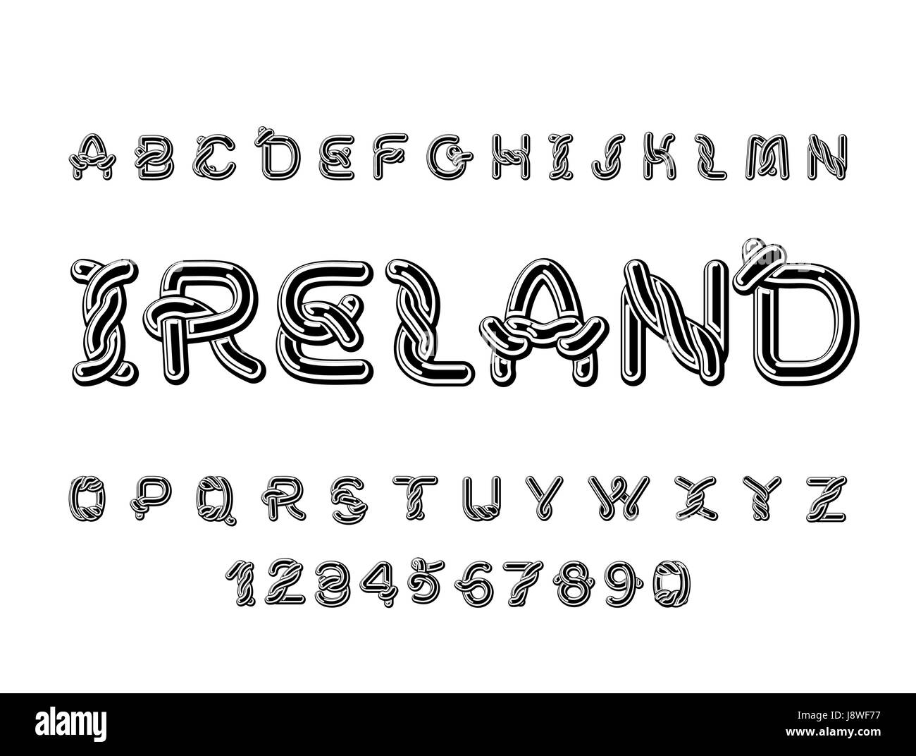 Irland-Schriftart. Nationalen keltischen Alphabet. Traditionelle irische Ornament Brief Stock Vektor