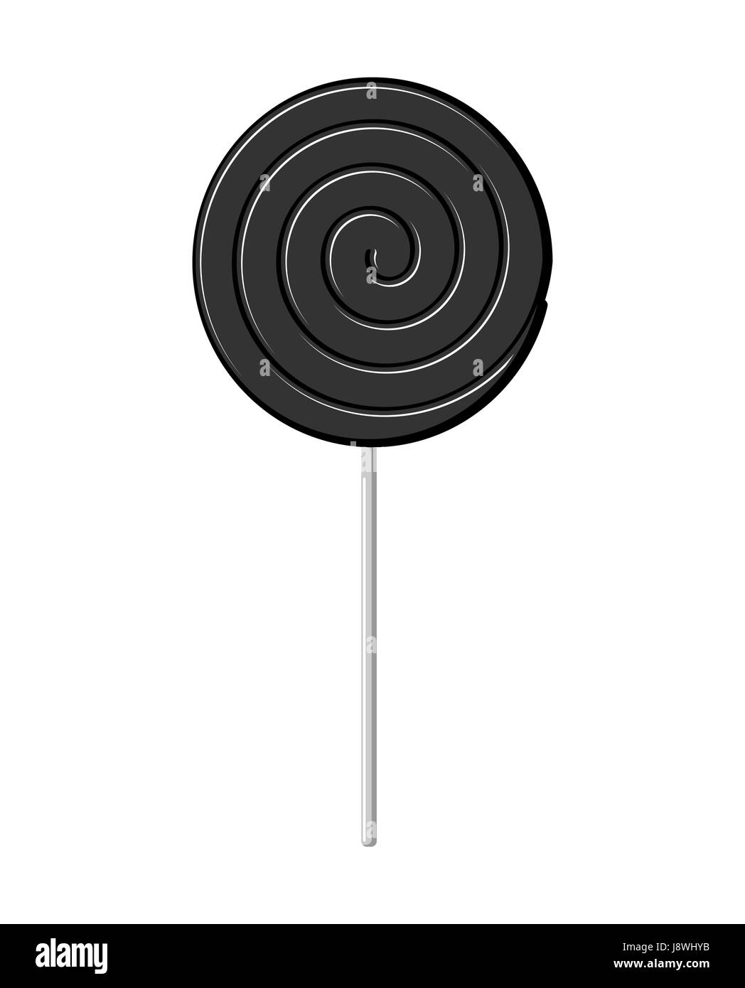 Lollipop schwarz auf Stick isoliert. Candy auf weißem Hintergrund. Süße Stock Vektor
