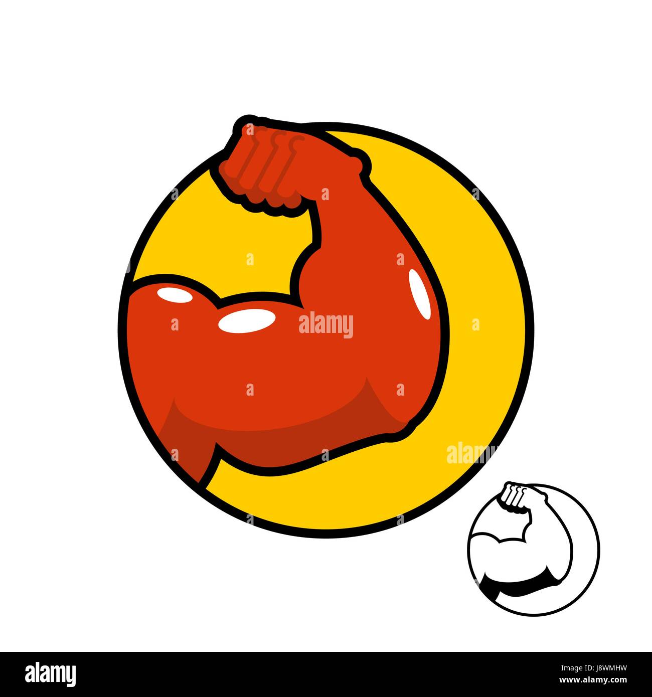 Arm, bizeps, starke hand symbol cartoon Ausgeschnittene Stockfotos und
