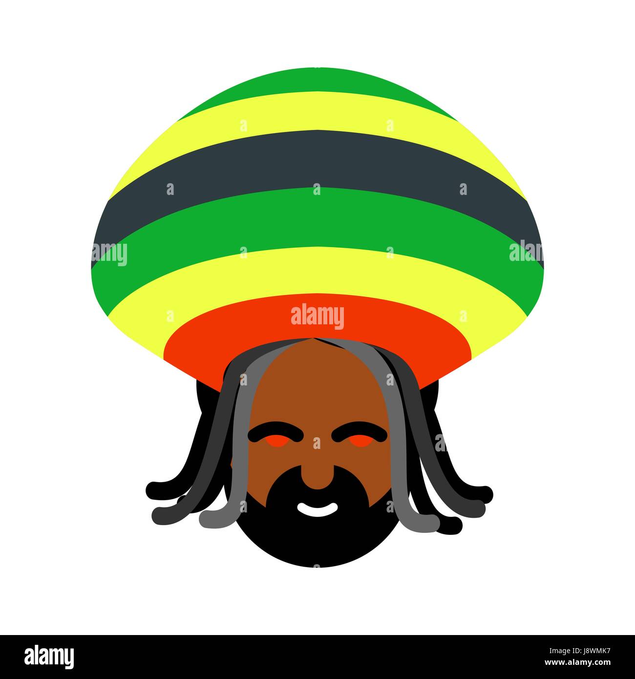 Rastaman Avatar. Rasta Mütze und Dreadlocks. Zeichen Rastafarianin. Jamaikanischen Reggae. Rote Augen vom vielen cannabis Stock Vektor