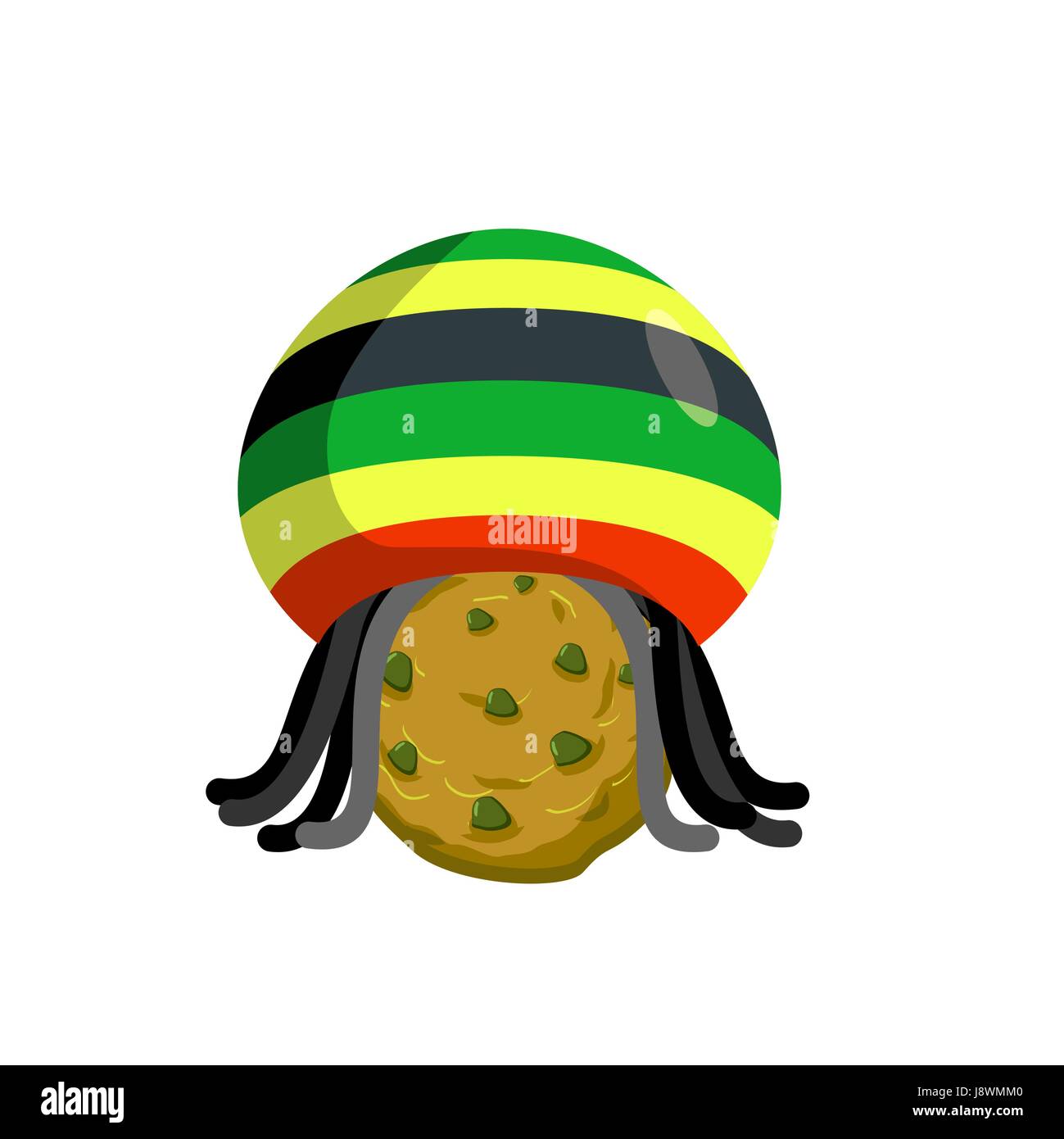Rasta Cookies. Rastafari Hut und Dreadlocks und Keks. Reggie Essen. Medikament Süßigkeiten. Jamaikanische Süßigkeiten. Rastafaris behandeln Stock Vektor