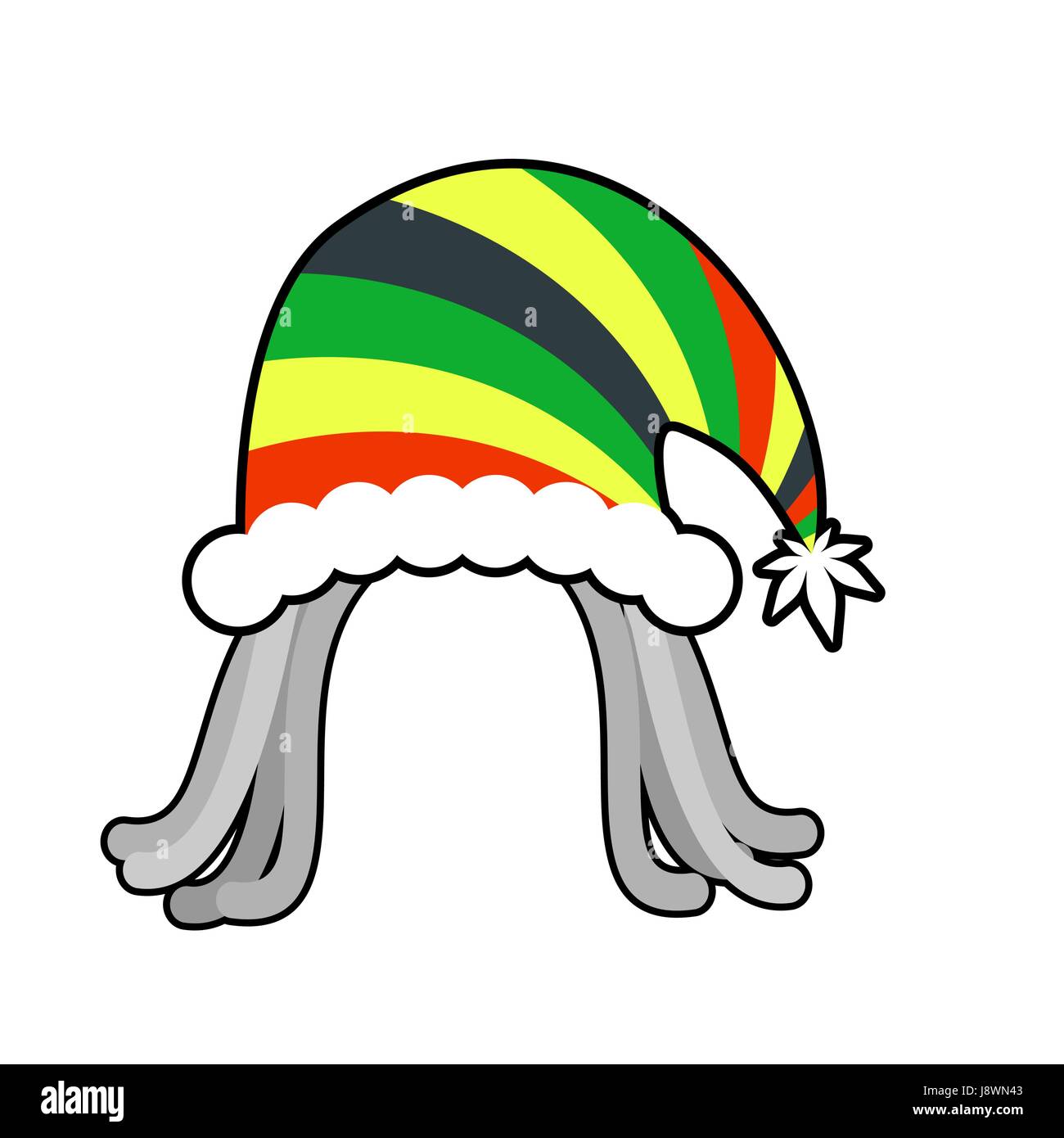 Rasta Mütze für Santa Claus. Rastaman Dreadlocks festliche Hut. Reggae-Stil-Haube für Urlaub Stock Vektor
