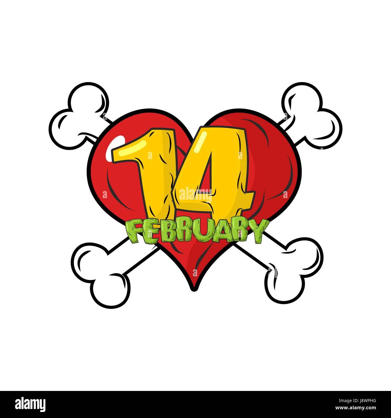 Valentinstag-Logo. Rotes Herz und Knochen. Symbol der unendlichen Liebe. Stock Vektor