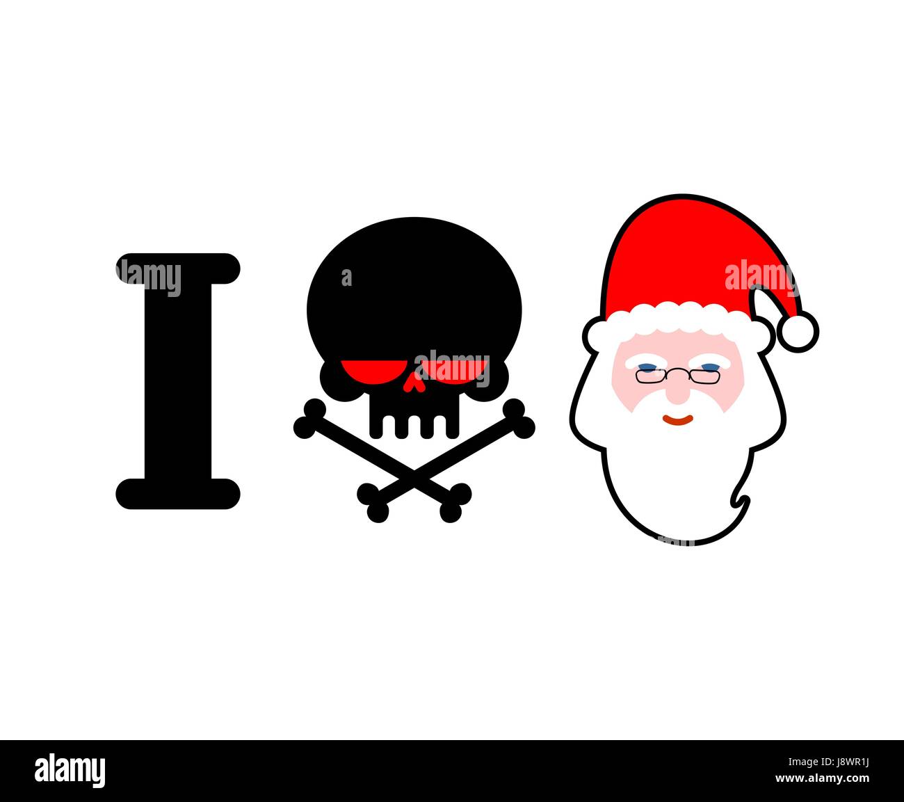 Ich hasse Santa Claus. Skull & Bones Symbol des Hasses und Gesicht