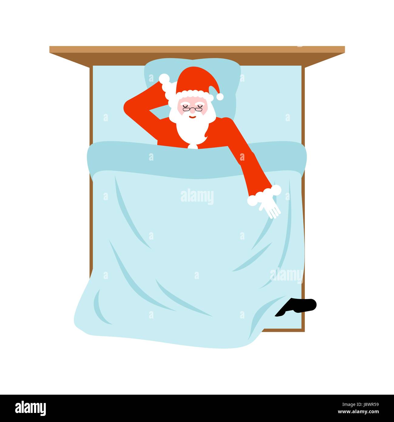 Weihnachtsmann schlafend im Bett. Rest vor Weihnachten. Traum-Silvester.  Santa schläft Stock-Vektorgrafik - Alamy