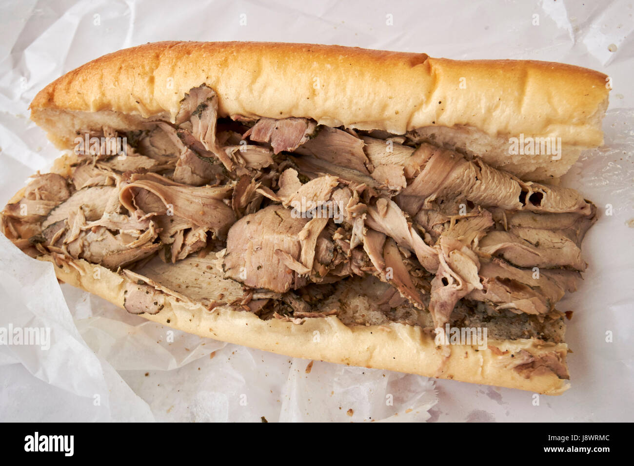 traditionelle Braten Schweinefleisch Sandwich Philadelphia USA Stockfoto