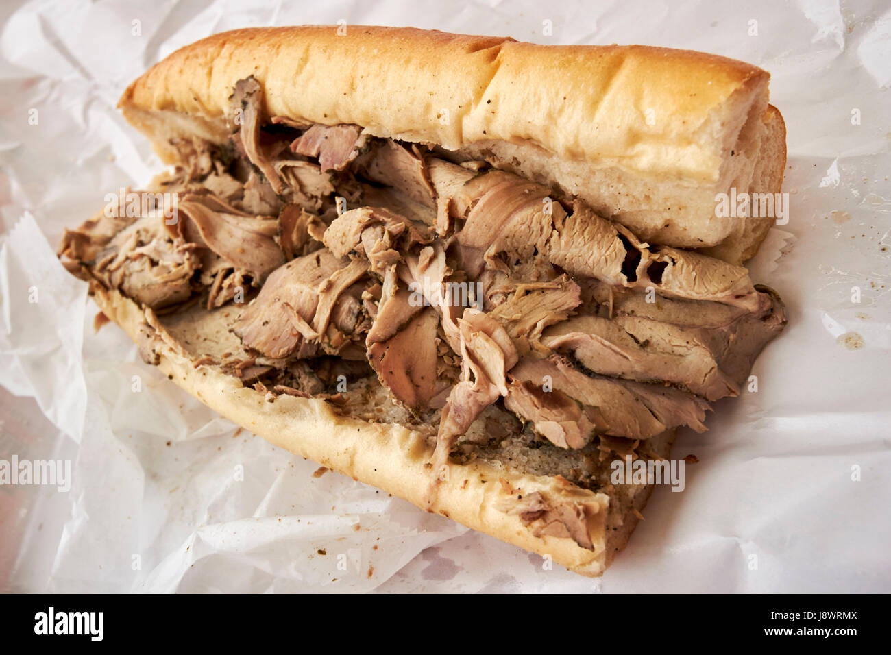 traditionelle Braten Schweinefleisch Sandwich Philadelphia USA Stockfoto