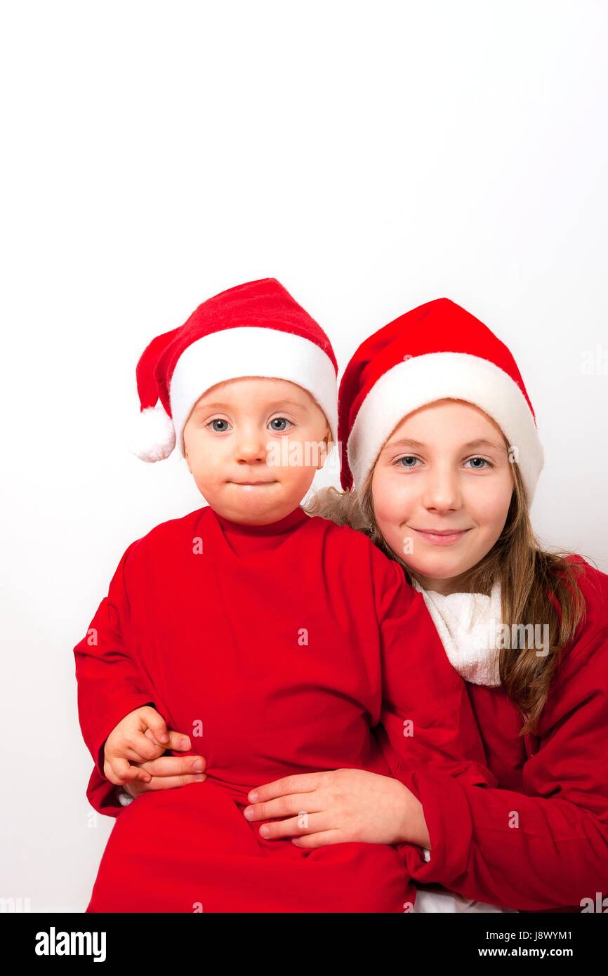Schwestern, Mädchen, Mädchen, Kind, Kinder, Kinder, Weihnachten, Xmas, x-mas, Urlaub, Stockfoto