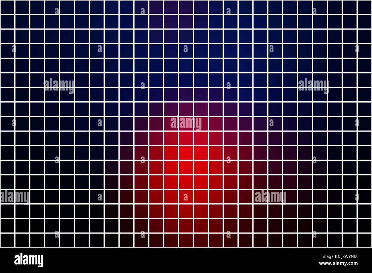 Tief blau und rot abstrakt Vektor quadratischen Fliesen über weißen Mosaik Hintergrund Stock Vektor