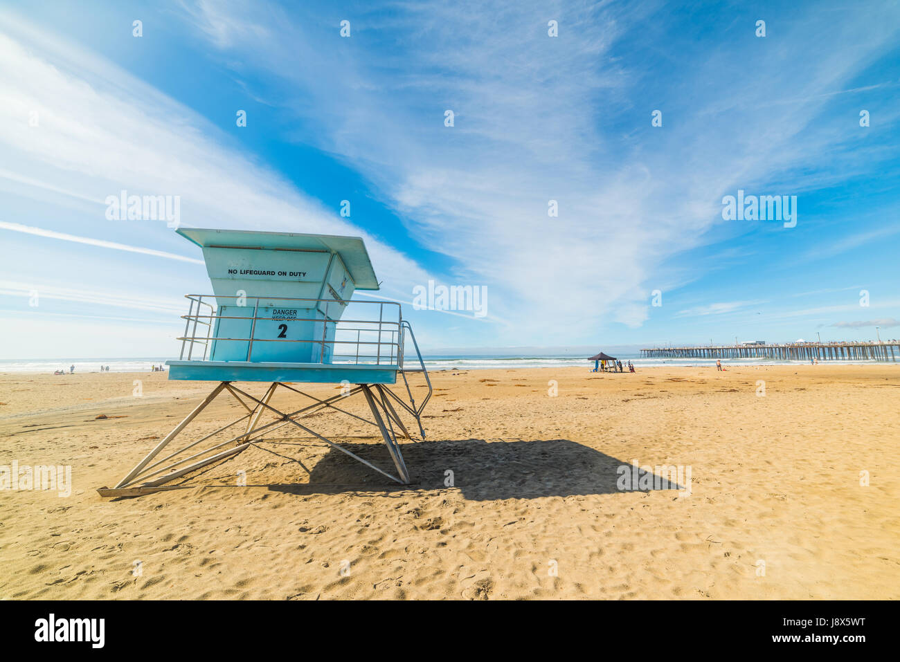 Rettungsschwimmer-Hütte in Pismo Beach, Kalifornien Stockfoto