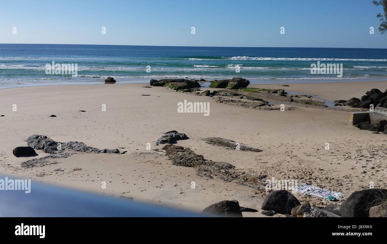 Tag am Strand: Kirra Beach, Queensland, Australien Stockfoto