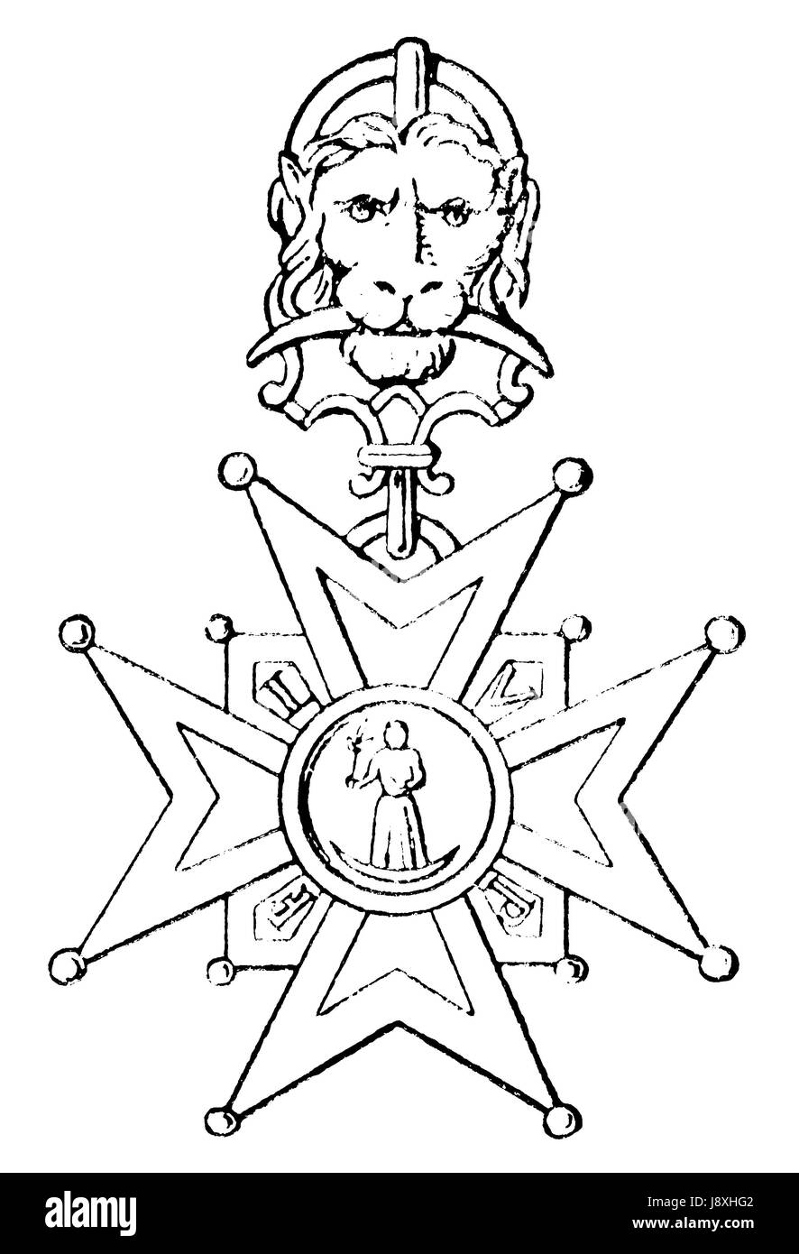 Kreuz, St. George, Bestellung, Emblem, Löwe, Katze, Raubkatze, Raubkatze, Stockfoto