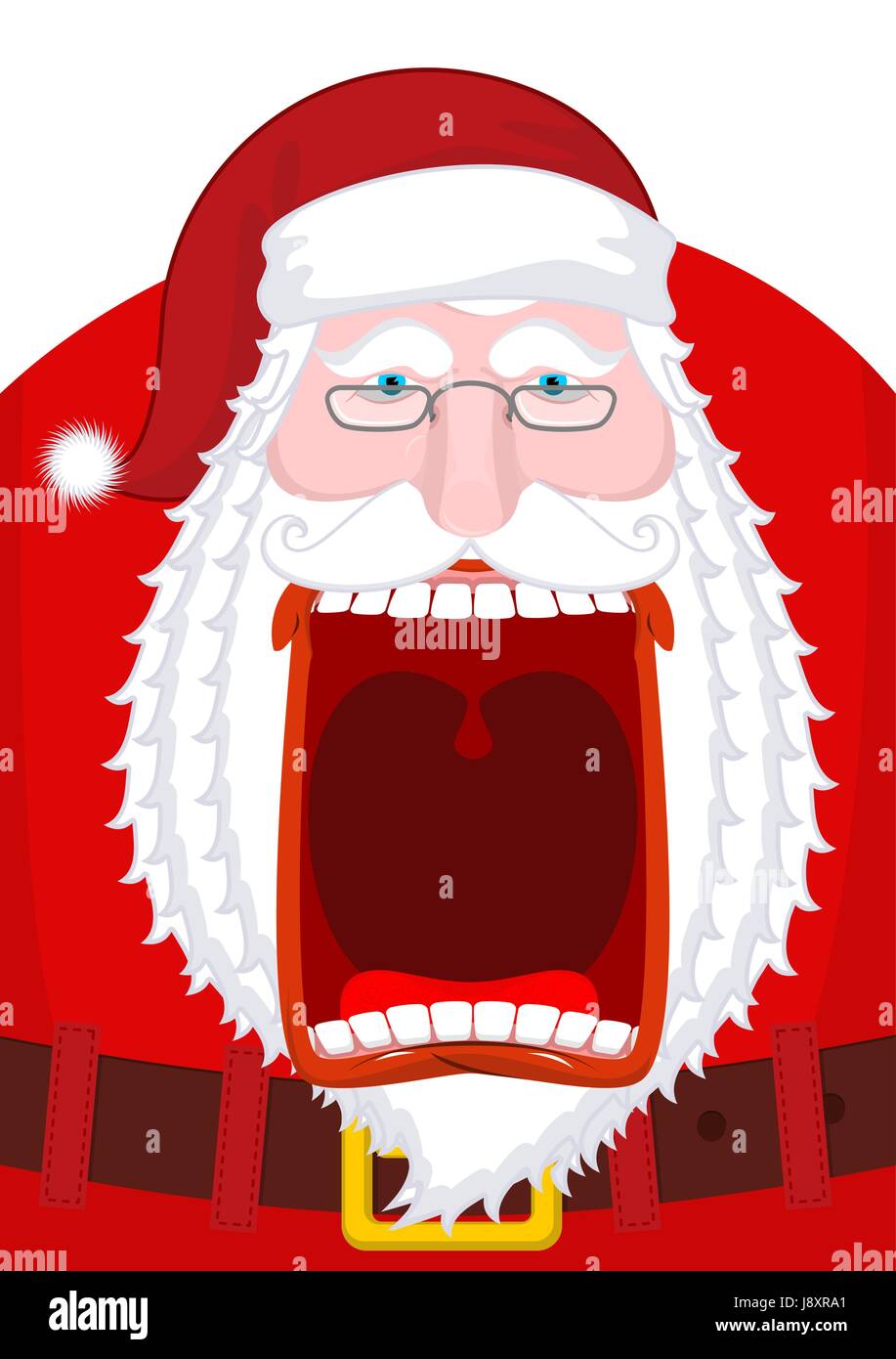 Böse Weihnachtsmann schreit. Beängstigend Großvater schreien. Verrückte  Santa Shout. Offenem Mund und Zähne. Rote Lippen. Xmas-Template-Design.  aggressive Greis Stock-Vektorgrafik - Alamy