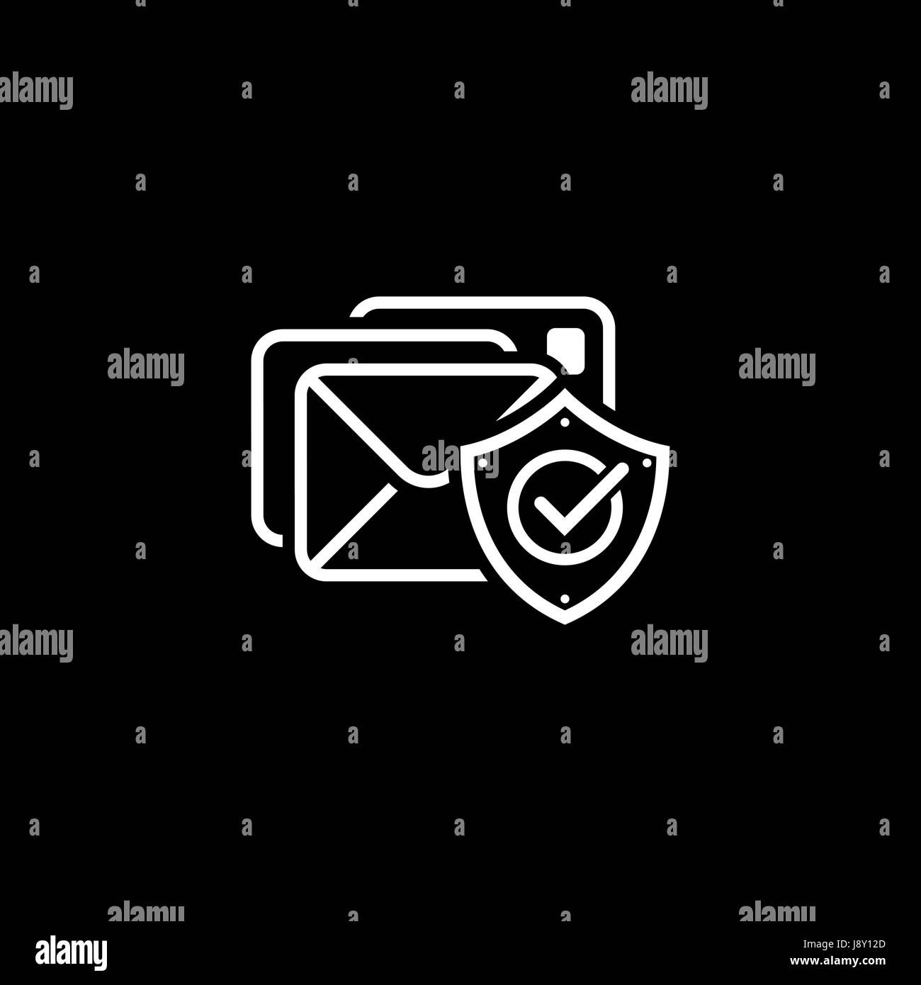 E-Mail-Schutz-Symbol. Flaches Design. Stock Vektor