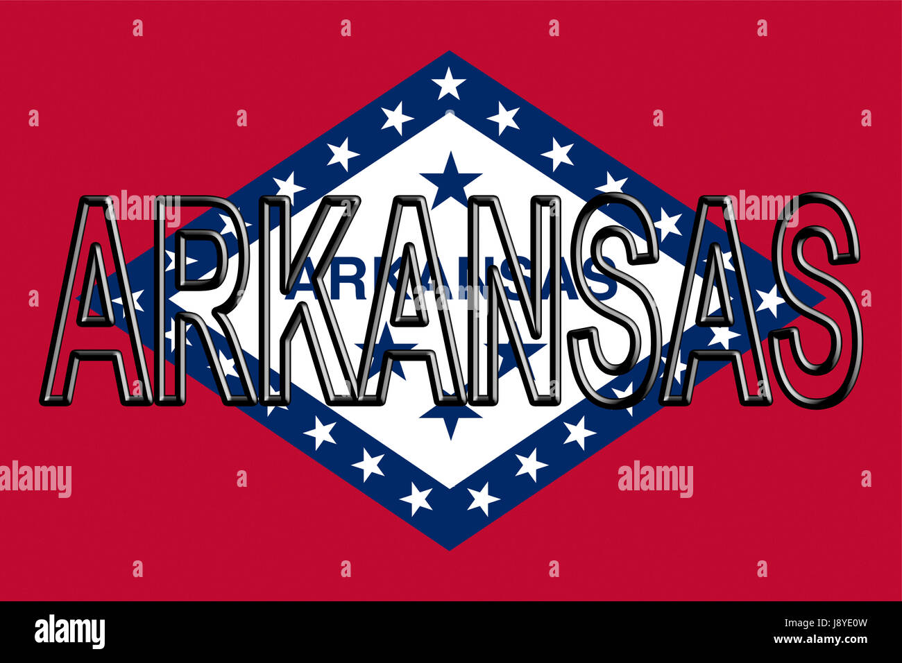 Abbildung der Flagge der Arkansas Zustand in Amerika mit dem Staat auf die Fahne geschrieben Stockfoto