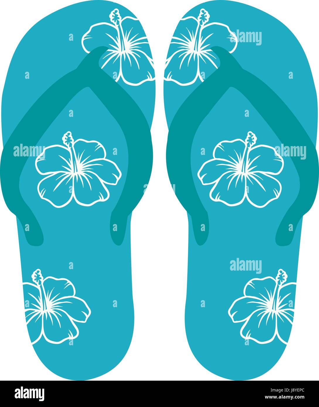 Strand Flip-flops blau mit Blumen Stock-Vektorgrafik - Alamy