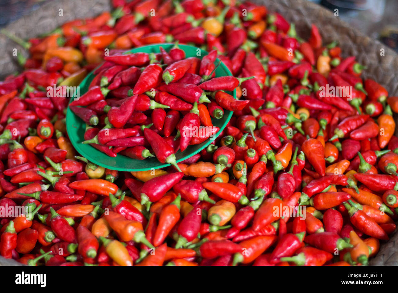 Chili Peppers in Suai Bezirk Markt, Díli, Timor-Leste Stockfoto