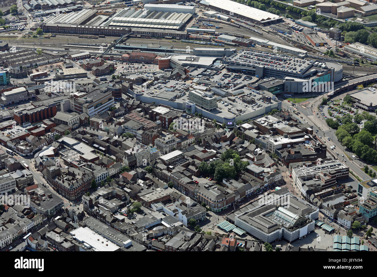 Luftaufnahme von Doncaster Stadtzentrum, Yorkshire, Großbritannien Stockfoto