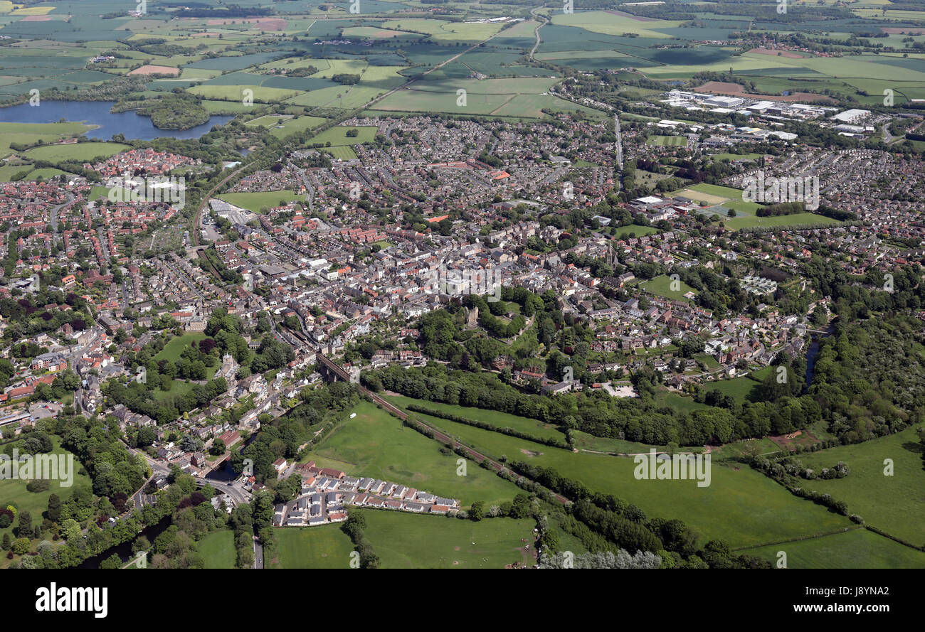 Luftaufnahme des Stadtzentrums Knaresborough, North Yorkshire, UK Stockfoto