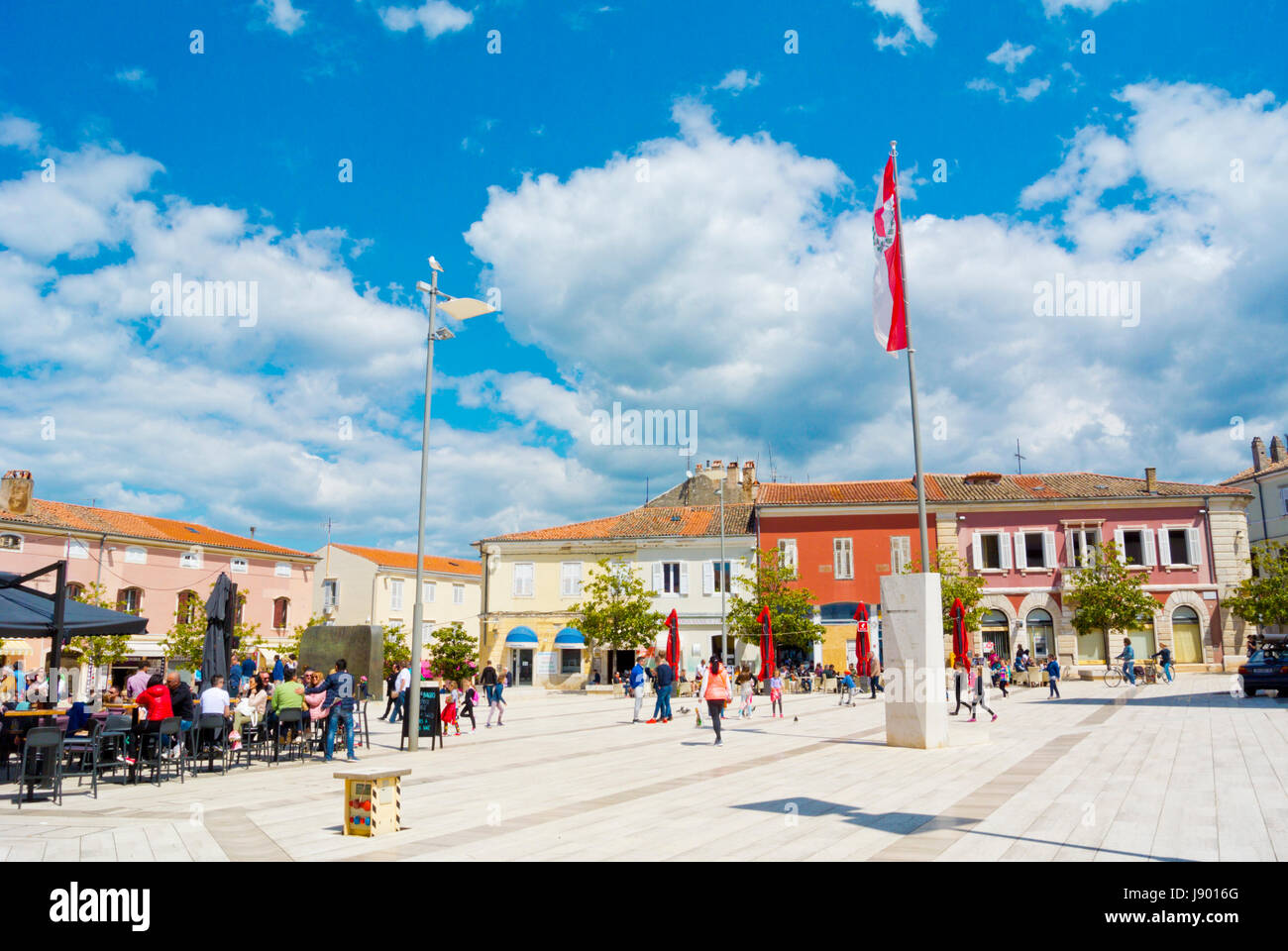 Trg Slobode, quadratisch, alte Hauptort, Porec, Istrien, Kroatien Stockfoto