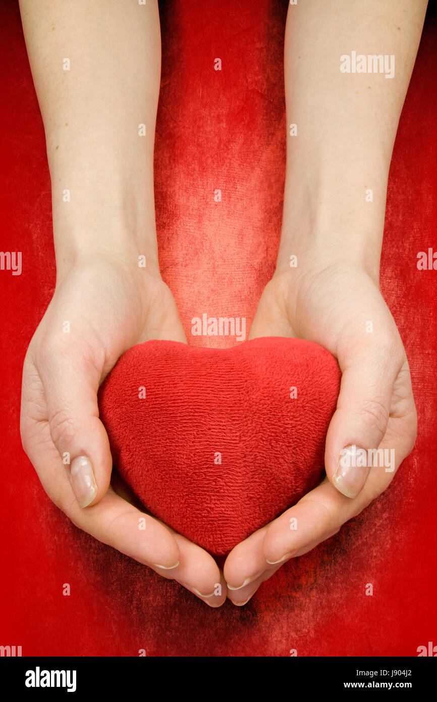 Hand, romantisch, Liebling, Liebe, verliebt, verliebte sich in rot, Herz, Liebe, Valentinstag, Stockfoto