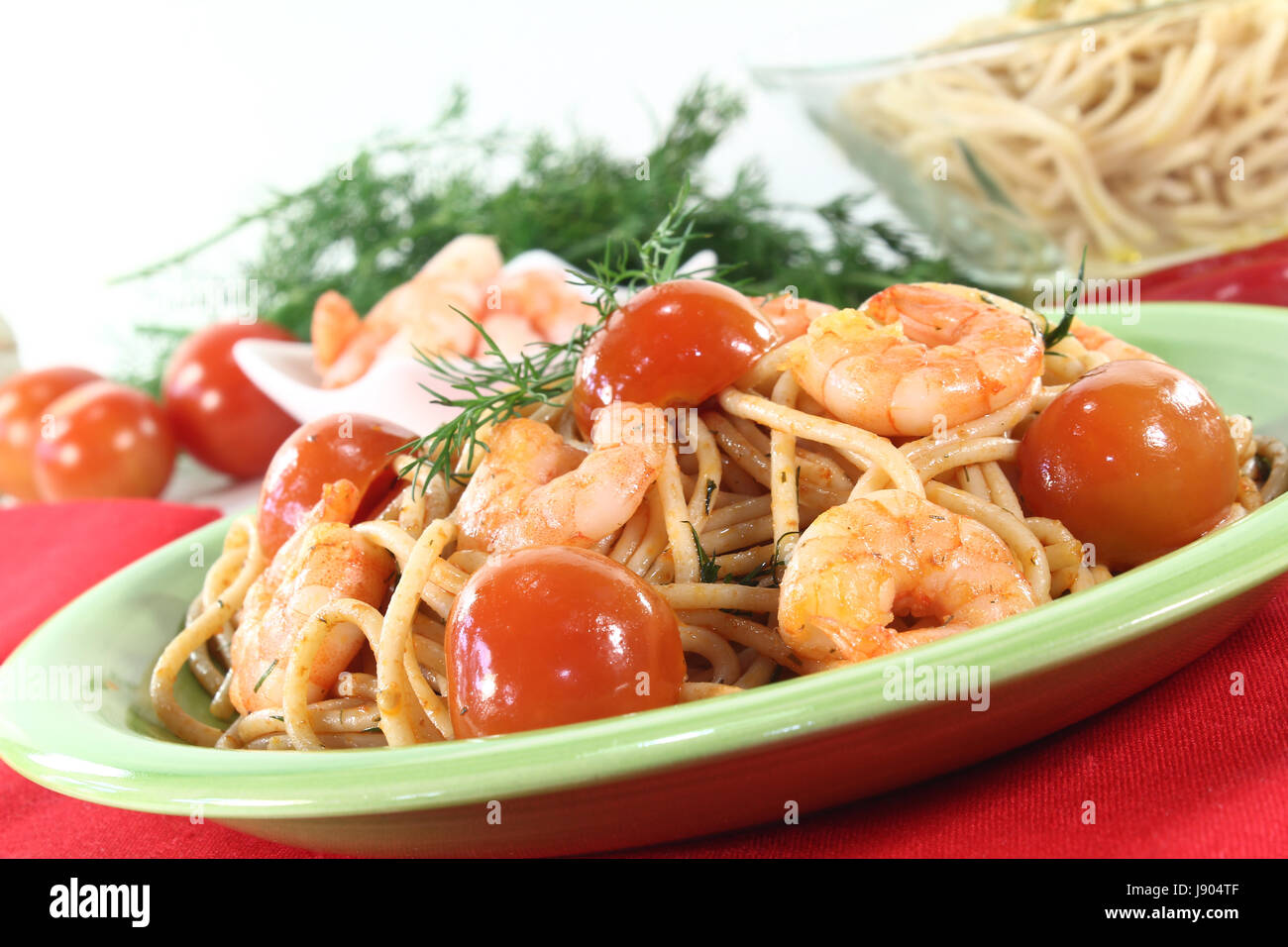 Spaghetti mit Garnelen Stockfoto Spaghetti mit Garnelen Stockfoto