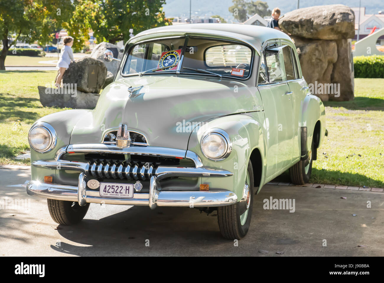 1953 australischen General Motors Holden Modell FJ Limousine auf dem Display bei Tamworth NSW Australia Mai 2017. Stockfoto