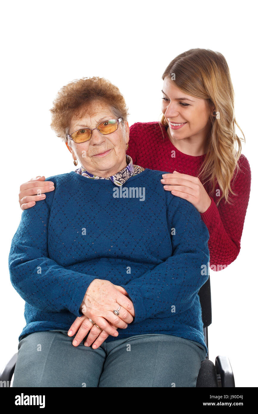 Bild eines älteren wman und ihr Lächeln Hausmeister Stockfoto