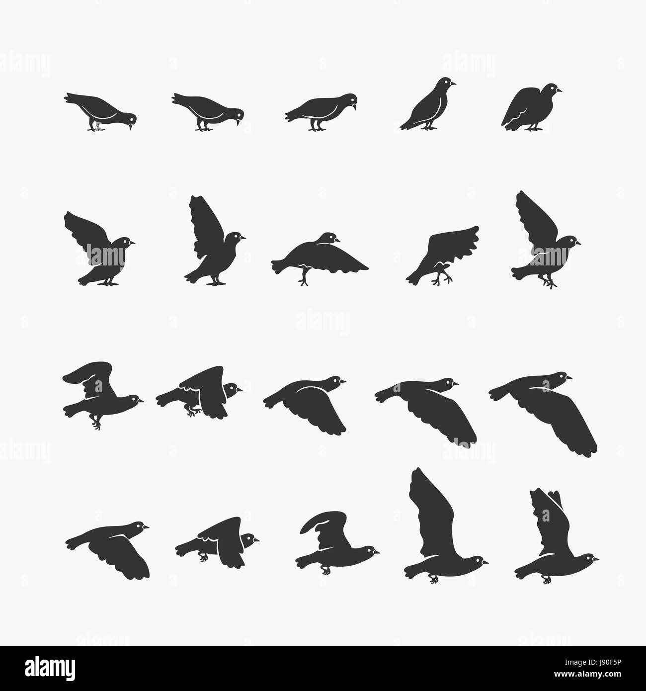 Animation-Taube fliegen Vektor-Illustration Stock Vektor