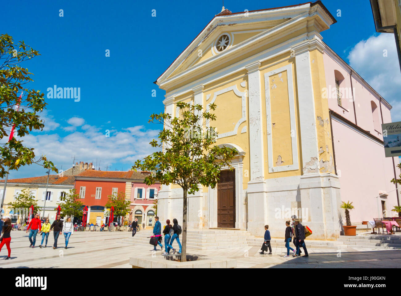 Crkva Gospe od Anđela, Liebfrauenkirche, Trg Slobode, quadratisch, alte Hauptort, Porec, Istrien, Kroatien Stockfoto
