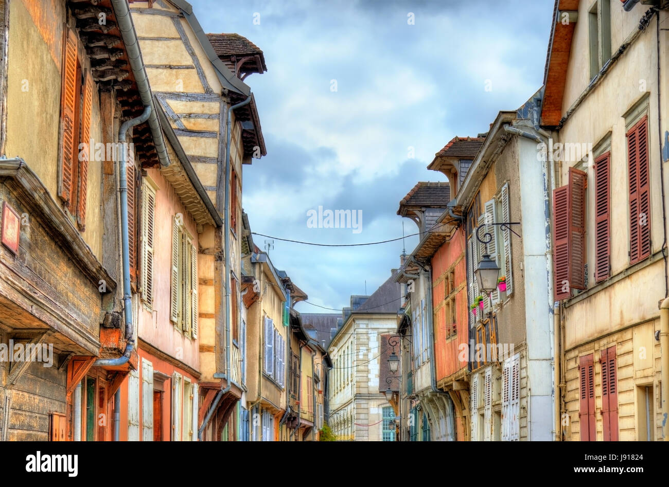 Traditionelle Häuser in Troyes, Frankreich Stockfoto