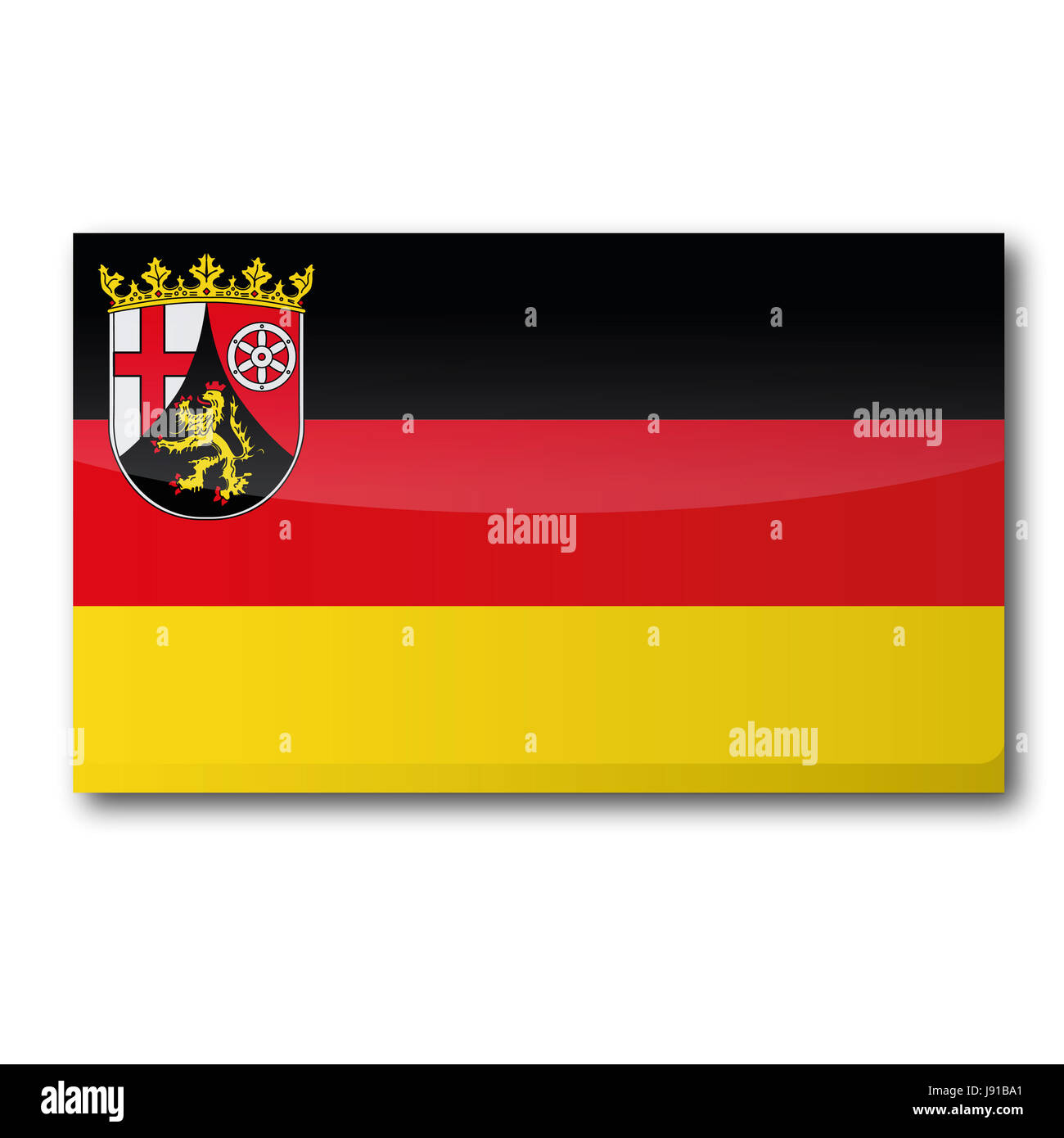 Flagge, Karte, Deutsch, Pfalz, Karte von Deutschland, Rhein, Flagge, Grenze, Karte, Bereich, Stockfoto