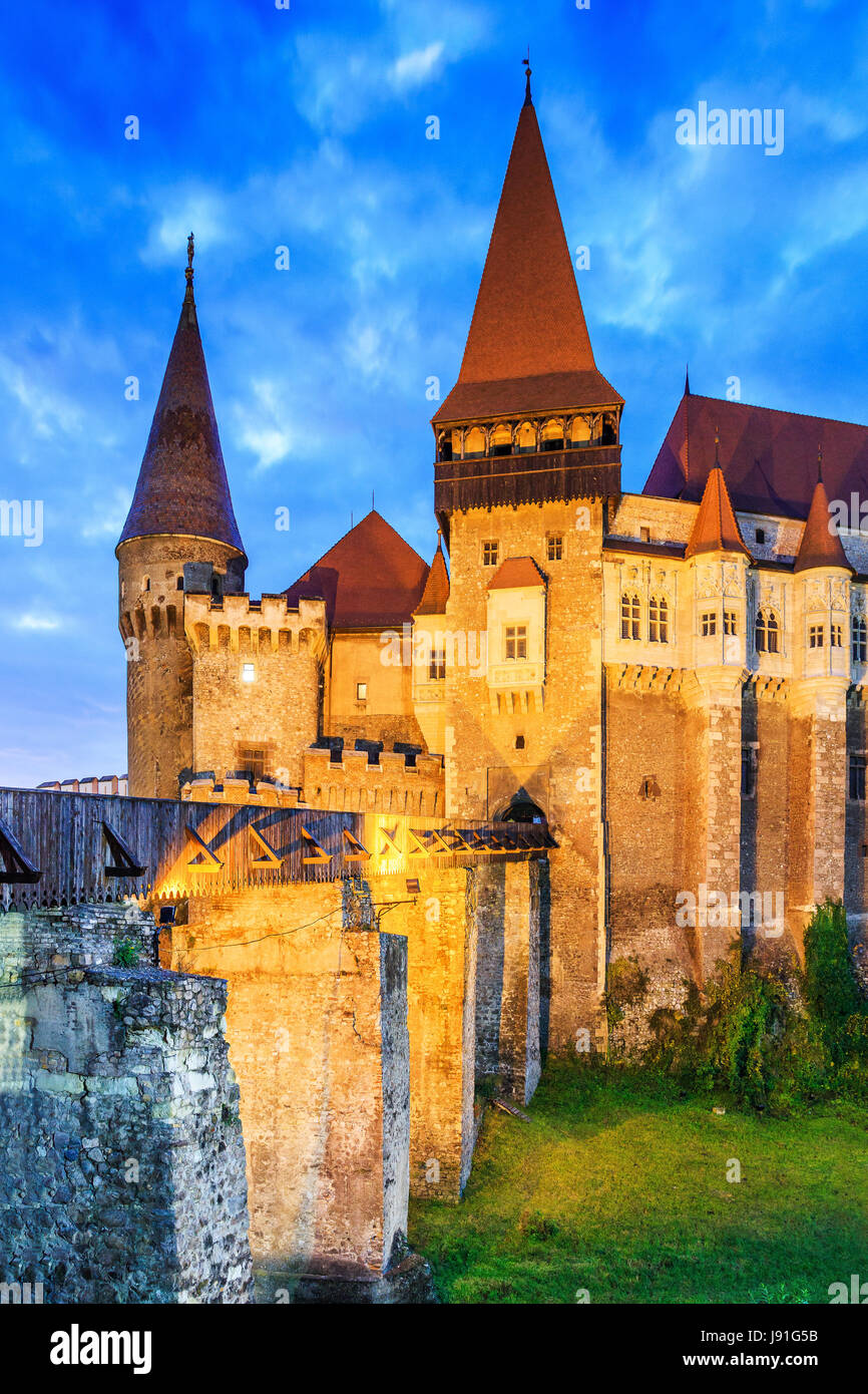 Hunyad Schloss - von Corvin in Hunedoara, Rumänien. Stockfoto