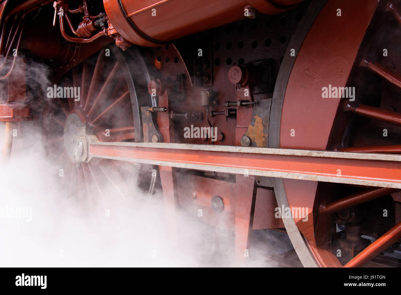 Dampf Lok Räder Stockfoto