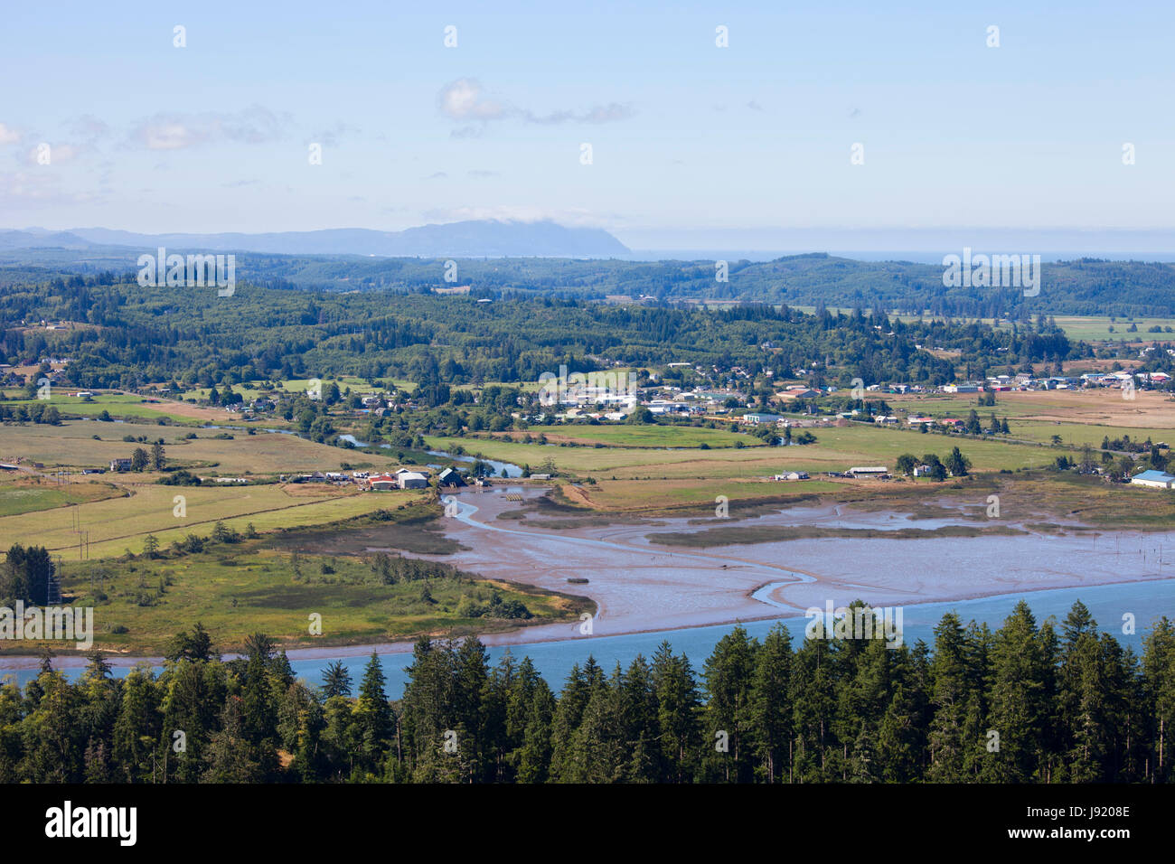 Blick vom Astoria-Spalte mit der Youngs Bay und Lewis und Clark River, Astoria, Oregon, USA, Amerika Stockfoto