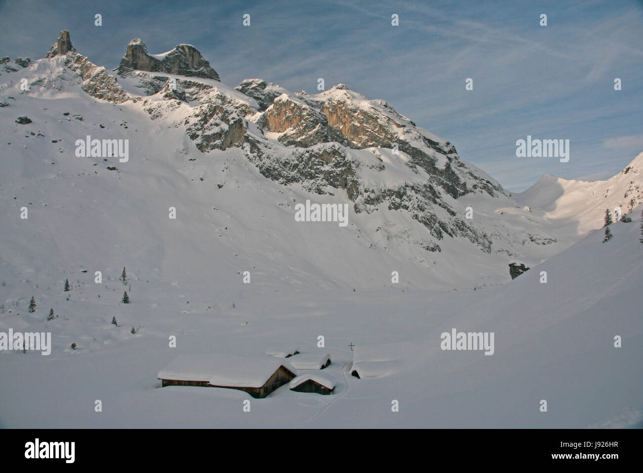 Winter, Kälte, Alp, Winterlandschaft, auf dem Dach, Hütte, Hütte, Winter, Kälte, Alp, Stockfoto