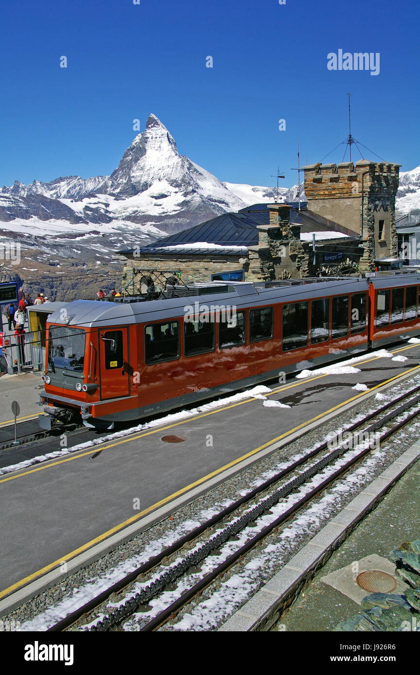 Wandern Sie, gehen Sie, Wandern, Wanderung, Schweiz, Matterhorn, Cog Eisenbahn, Wandern, Stockfoto