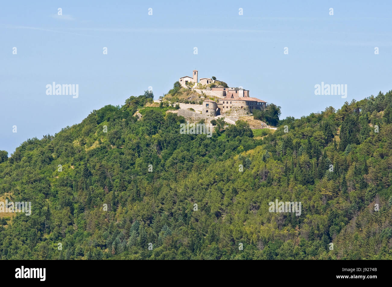 Schloss Scorticata. Torriana. Emilia-Romagna. Italien. Stockfoto