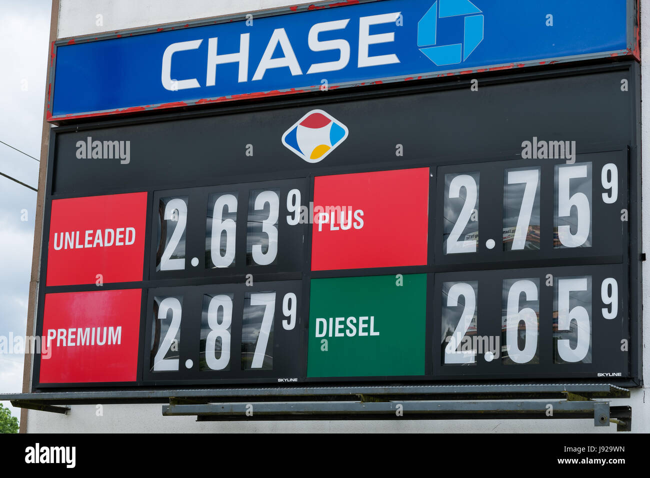 Gas Preise Zeichen in Oregon bei Fred Meyer Stockfoto