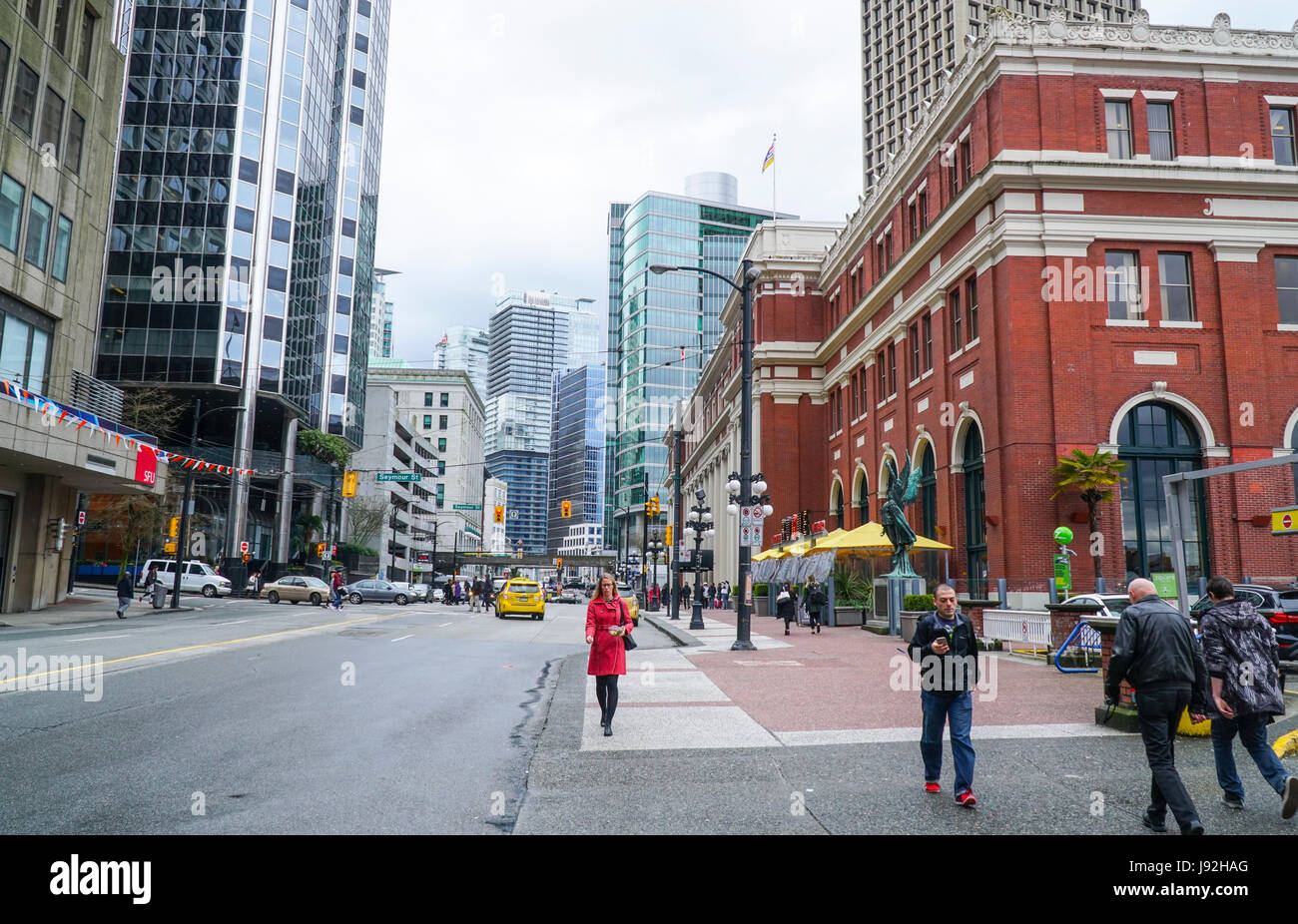 Beautiful Straßenansicht in Downtown Vancouver - Kanada Stockfoto