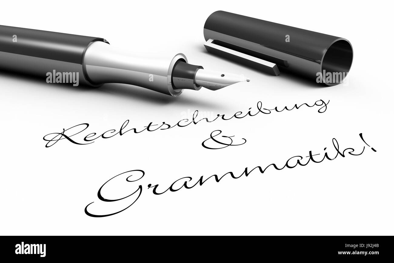 Grammatik Rechtschreibung & Amp! -Stift-Konzept Stockfoto