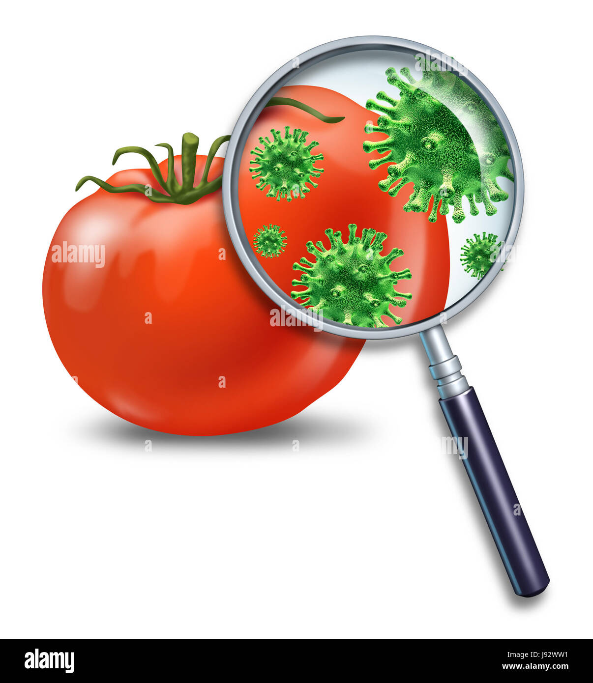 Glas, Kelch, Becher, Wissenschaft, Obst, Virus, Tomate, Kontamination, Stockfoto